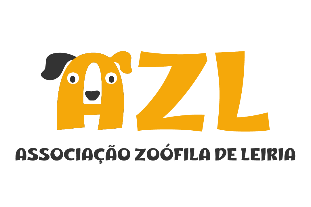 AZL — playful dog illustration with wordmark Associação Zoófila de Leiria