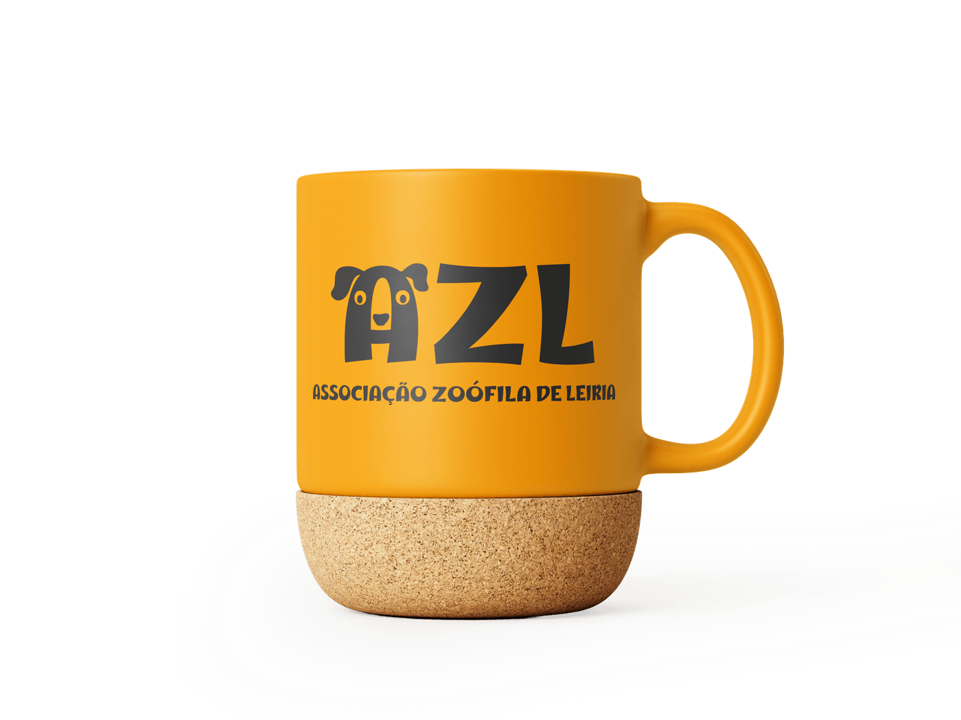 Orange AZL mug with a cork base