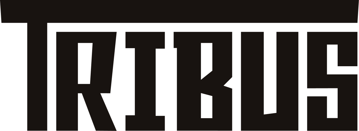Tribus logotype — custom geometric lettering in black