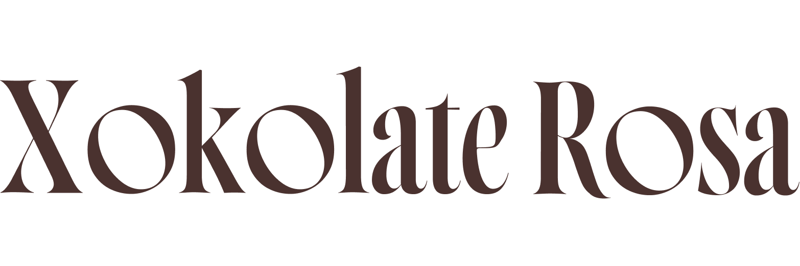 Xokolate Rosa logotype set in Norman, in chocolate brown