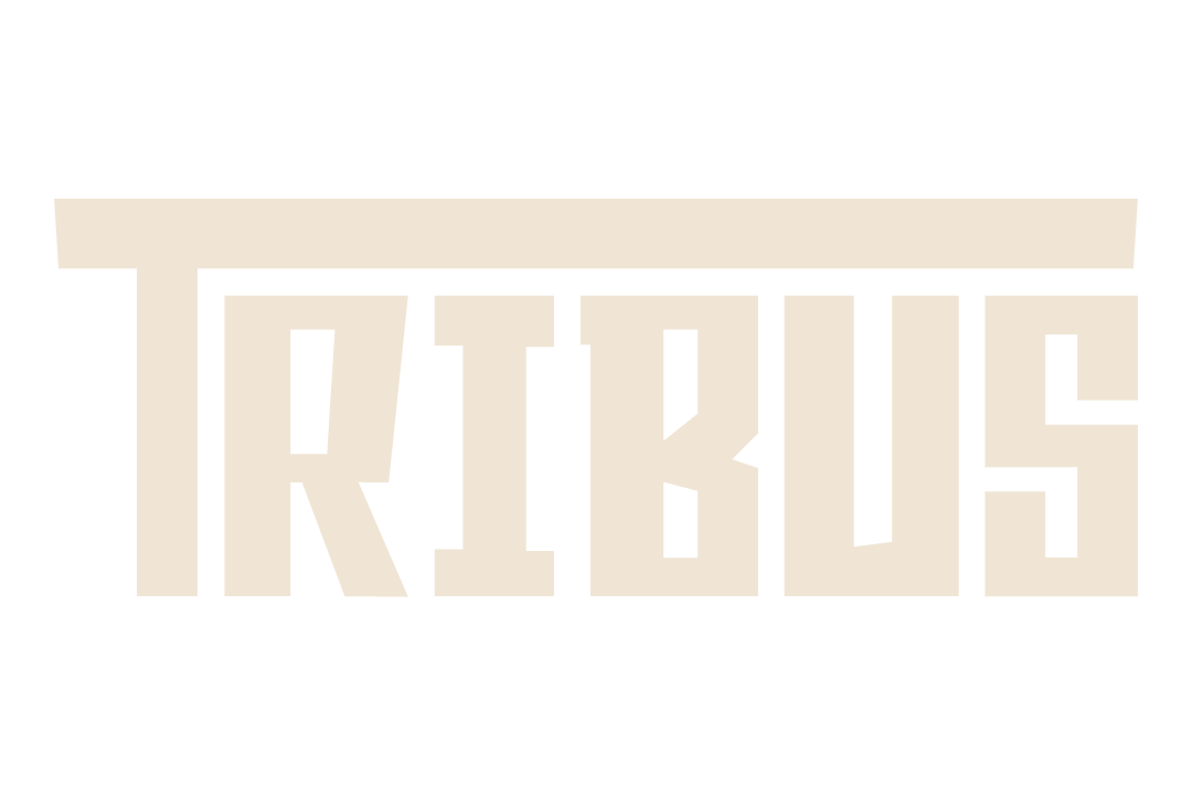 Tribus — bold geometric wordmark on terracotta background